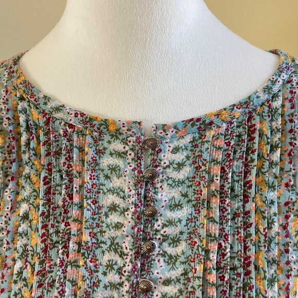 Anthropologie Maeve LS Blouse Gelise Pintuck Metal Buttons Peasant Prairie, Med. - Picture 4 of 14